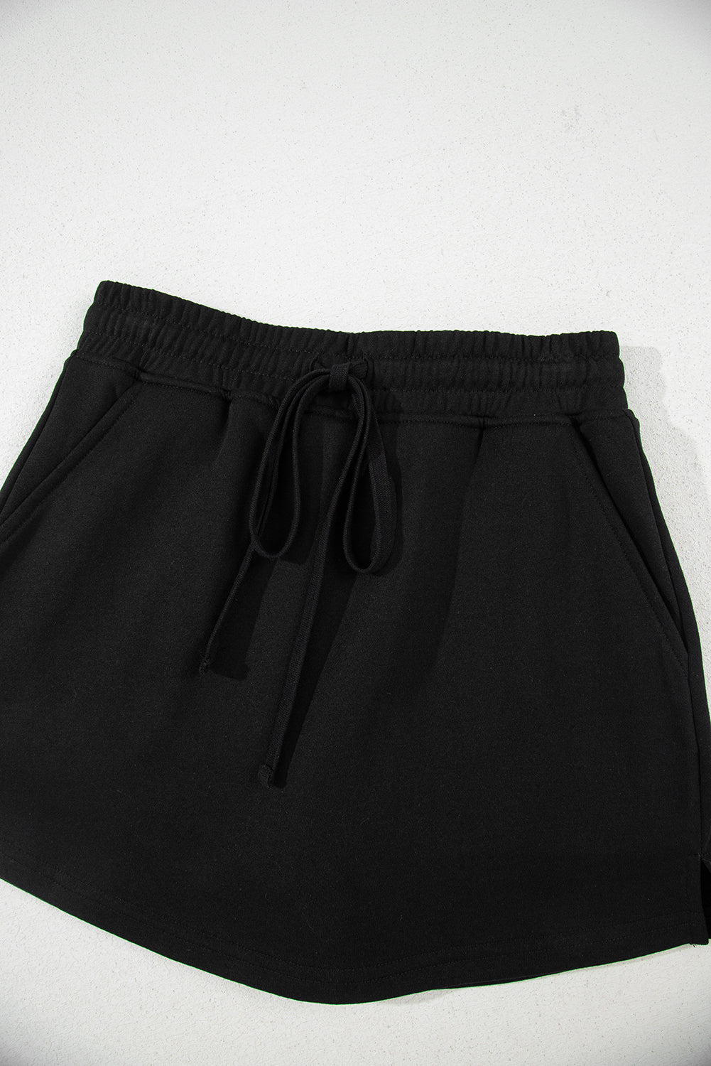 Light Green French Terry Drawstring Mini Skort with Pockets